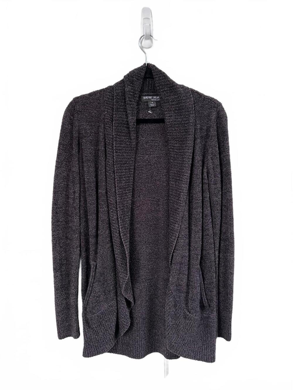 Barefoot Dreams CozyChic Lite Dark Gray Open Front Cardigan Sweater Medium